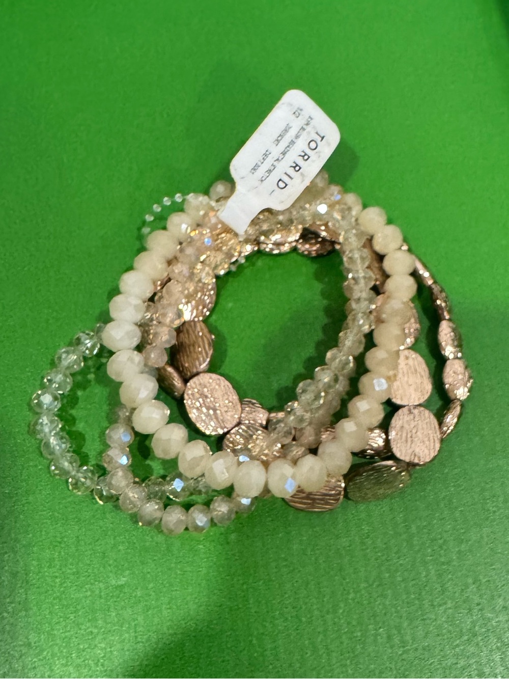 Torrid Stacked Beaded Bracelet Set - Rose Gold and Cream